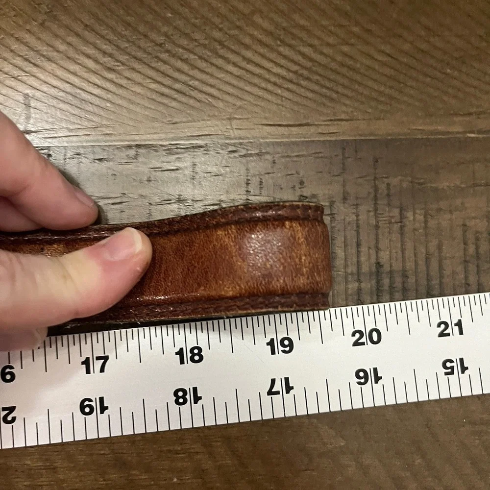 Vintage Skinny Brown Leather‎ Belt MENS 1